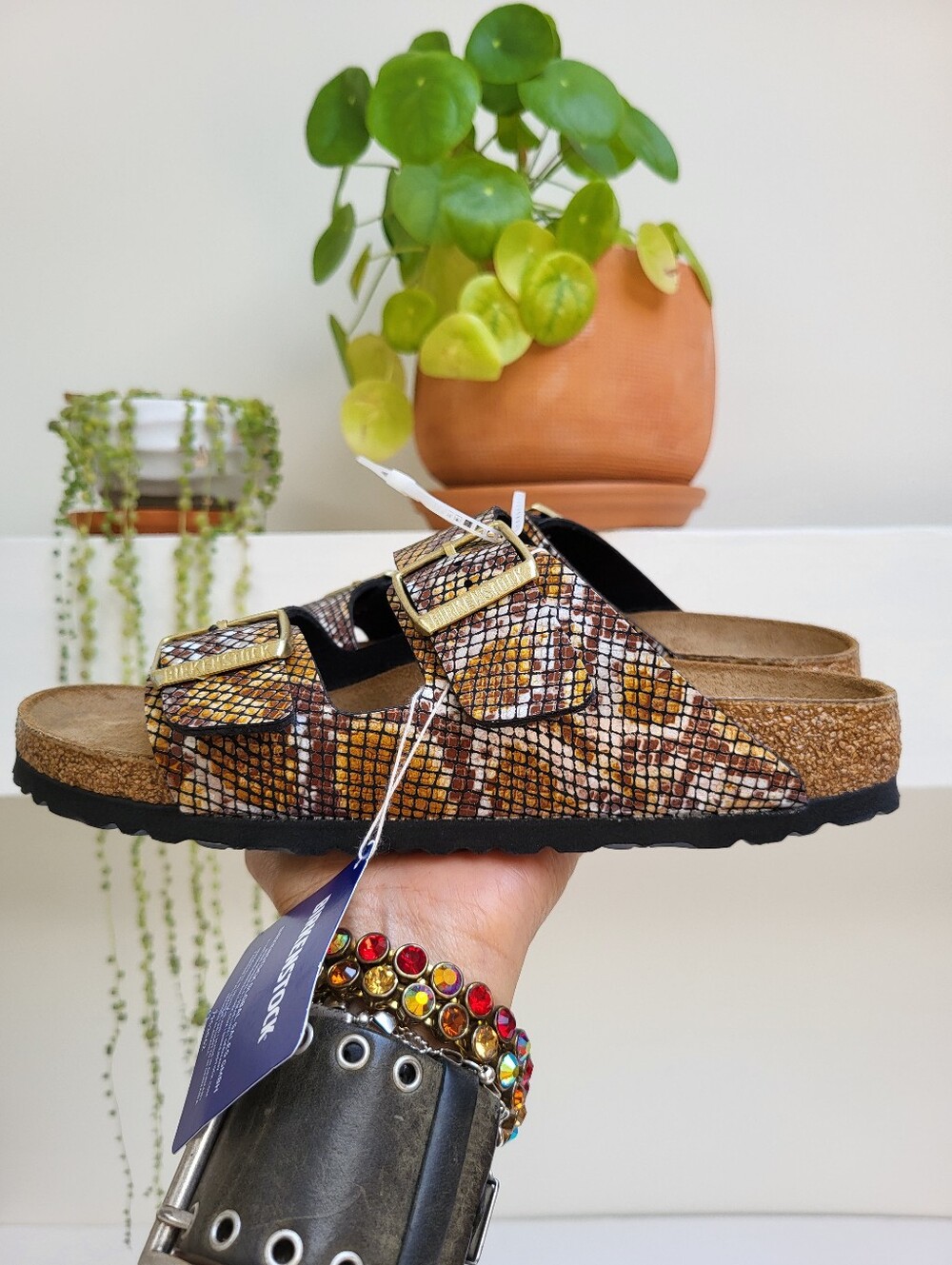 Birkenstock Arizona Big Buckle Python Brown Size 8 - Picture 4 of 10